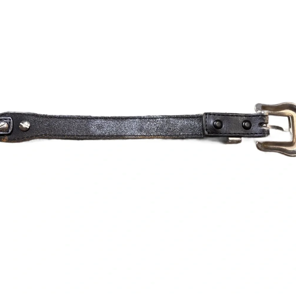 Justin Vintage Black Leather Belt with Silver Buckle and Conchos ladies size XL